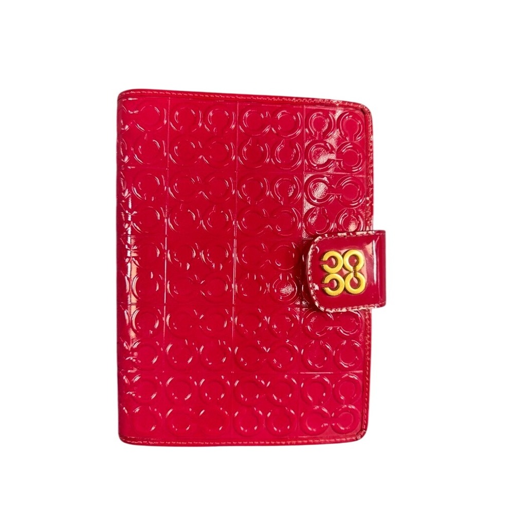 Coach Pink Signature Embossed Patent Leather Notebook Planner Cover